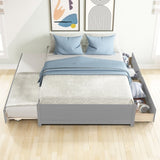 ZUN FULL BED WITH TWIN SIZE TRUNDLE AND TWO DRAWERS FOR GREY COLOR 05741249