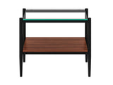 Set of 2 Rectangle End Table, Tempered Glass Tabletop with MDF layer, Modern Table for Living Room , W241P184246