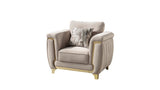 Leena Contemporary Style Upholstery Chair Made with Wood in Gold accent & Beige B009P264619