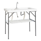 101*65.5*92cm HDPE Rectangular With Barbed Wire Foldable Outdoor Fish Killing Table White 02927889