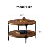 Round two-ply Coffee Table Handcrafted Relief Sturdy Pedestal Wooden Olive-Shaped Tea Table for W3081P255114