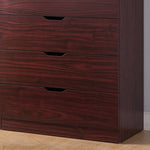 ZUN 5 Drawer Bedroom Dresser, Home Chest Cabinet with Cut-Out Handles, Mahogany B107131018