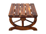 2-Person Rustic Garden Bench, Outdoor Wagon Wheel Porch Bench for Backyard Patio Garden, Brown 90362305