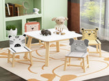 5 Piece Kiddy Table and Chair Set , Kids Wood Table with 4 Chairs Set Cartoon Animals W80860280