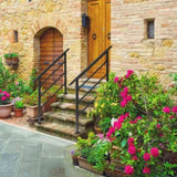 Handrails for Outdoor Steps, Wrought Iron Handrail Fits 1 to 4 Steps, Transitional Handrail with 27863696