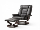 Faux Leather Reclining Chair, Manual Recliner Chair with Tufted Back & Wood Frame, Living Room 97781054