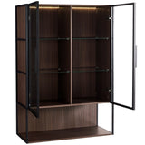 51.2'' Tall Lighted Display Cabinet with Tempered Glass Door, Metal Frame LED Curio Cabinet, Modern N845P261777D