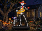 7.3ft Ghostly Musician with Dog, 6 LEDs, Black, White, Orange, Halloween Inflatable Decoration, 00766861