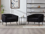 29.9'' Modern Upholstered Chenille Vanity Barrel Accent with Metal Legs, Channel Tufted Lounge W3118P328900