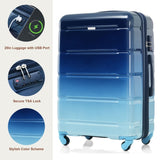Luggage Set of 3, 20-inch with USB Port, Airline Certified Carry-on , ABSPC Hard Shell N726P264892N
