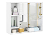 2 in 1 Mirrored Bathroom Wall Cabinet, Space-Saving Medicine Cabinet with Hidden Storage & Shelves 95620396