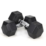 20LB HDRS Rubber Coated Solid Cast Iron Dumbbell with Contoured Chrome Handle, Hexagon 97175236