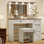 ZUN 43.4"Makeup Vanity Table, Makeup Table with Large Mirror and 11 LED Light , Brightness Adjustable, W2386P199523