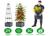 4 Adjustable Height Self-Watering Raised Planter Box with Trellis, Built-in 2L Water Reservoir PP 60198238