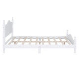 Queen Size Wood Platform Bed Frame,Retro Style Platform Bed with Wooden Slat Support,White WF310132AAK