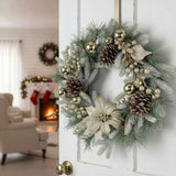 20 Inch Christmas Door Wreath with Warm Lights, Holiday for Entryway Front Door Christmas 19886674