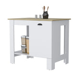 Lander Kitchen Island with Single Door and Lower Open Shelf B128P148925