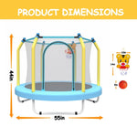 ZUN 55-inch Trampoline for Kids Indoor & Outdoor Small Toddler Trampoline with Basketball Hoop W1163P248688