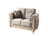 Leena Contemporary Style Upholstery Loveseat Made with Wood in Gold accent & Beige B009P264618