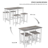 5-piece modern kitchen table with four bar stools Bar table set 5PC,metal frame and MDF, white W578P310676