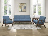 Modern Home Furniture Blue Fabric Upholstered 1pc Accent Chair Cushion Back and Seat Walnut Finish B01172866