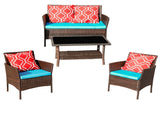 Four-Piece Sofa Set Table With Sofa Chair PE Rattan Outdoor Furniture HY4-001 Box *1 With Sapphire W3152P269436