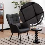 Leather Armchair, Modern Accent Chair High Back, Living Room Chairs with Metal Legs and Soft Padded, W2105P171823
