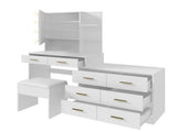 Large Makeup Vanity with Lights, Vanity Table with Charging Station, Vanity Desk with Mirror and 10 28093382