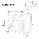 36" Bathroom Vanity without Sink, Cabinet Base Only, Bathroom Cabinet with Drawers, Solid Frame and WF296707AAB