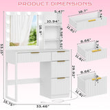 White particleboard with a melamine finish, 4 drawers, 2 shelves, dressing table with 10 three-tone 22257445