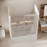 56-60 in. W x 62 in. H Frameless Double Sliding Tub Door, Bypass Tub Shower Door Soft Closing, W1573P205868