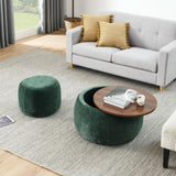 Round Storage Ottoman, 2 in 1 Function, Work as End table and Ottoman,with small W487P165701