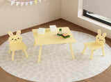 Kids Table and Chair Set with 2 Bunny Chairs, Children's Wooden Activity Table for Toddlers, Cute 80159869