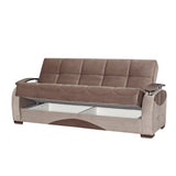 PrimeNest Yalise Collection Upholstered Convertible Sofabed with Storage, Brown B030P286547