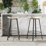 Counter Height Bar Stools Backless Handwoven Kitchen Dining Chairs with Round Footrest PVC Weaving W1757P277609