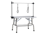 36" Folding Dog Pet Grooming Table Stainless Steel Frame Rubber Mat on Board with Adjustable Arm and 90395120