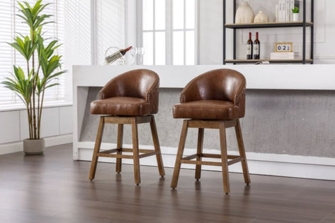 ZUN COOLMORE Bar Stools Set of 2 Counter Height Chairs with Footrest for Kitchen, Dining Room And 360 W153990774