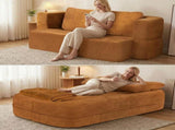 Convertible Sofa Bed with Blanket, Boneless Cloud Couch Queen Scott Fabric for Living Room Bedroom, 45361806