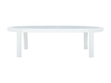 Modern Outdoor Oval Coffee Table with Tempered Glass Top, White Aluminum Frame, Weather-Resistant N767P389536A