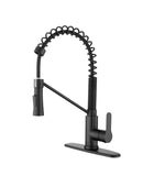 ZUN Matte Black Kitchen Faucet with Soap Dispenser Single Handle Kitchen Sink Faucet with Pull Down 48168484