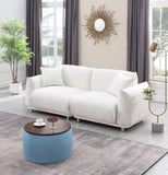 Round Ottoman Set with Storage, 2 in 1 combination, Round Coffee Table, Square Foot Rest W142065118
