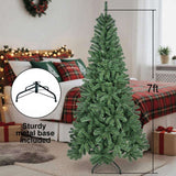 7FT Christmas Tree 774 PVC Tips Hinged Structure Artificial Plant Metal Stand Green Holiday Tree for 85700227