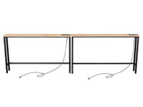 2 Pack 39.4" Narrow Console Sofa Table with Power Outlets and USB Ports, Long Couch Table with Metal 32435224
