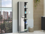Urano Mirror Linen Cabinet, Four Interior Shelves, Five External Shelves -Black B20091992
