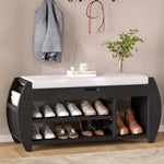 ZUN TREXM Retro Multifunctional Storage Bench with Cushion and Curved Side Panel for Entrance and Living N715P194061B