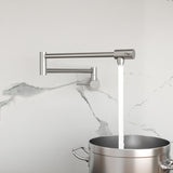 Pot Filler Faucet - Wall Mount Kitchen Sink Faucet Folding Stretchable with Single Hole Two Handles, W1243P324203