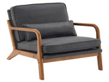 Oak Armrest Oak Upholstered Bronzing Cloth Single Lounge Chair Indoor Lounge Chair Dark Grey 30079338