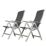 ZUN Patio Folding Chairs Set of 2, Aluminium Frame Outdoor Reclining Patio Chairs for Garden Camping W1859P210825