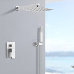 ZUN Shower System Shower Faucet Combo Set Wall Mounted with 12" Rainfall Shower Head and handheld shower T3177P269152