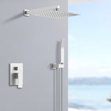 ZUN Shower System Shower Faucet Combo Set Wall Mounted with 12" Rainfall Shower Head and handheld shower 19881778